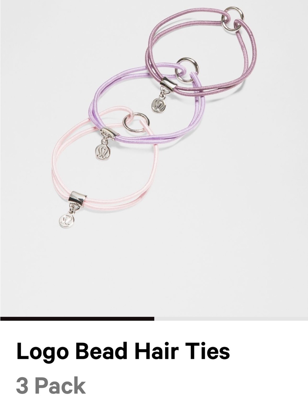 lululemon athletica Logo Charm Hair Ties - Lilac & Light Pink (Set of 3)